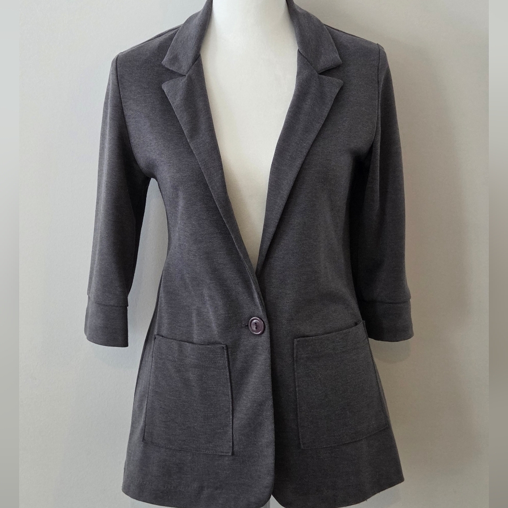 Women's Charcoal Gray Tailored Long Blazer